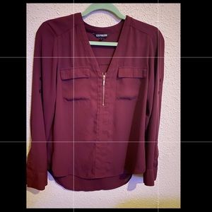 Express sheer maroon long sleeve top
